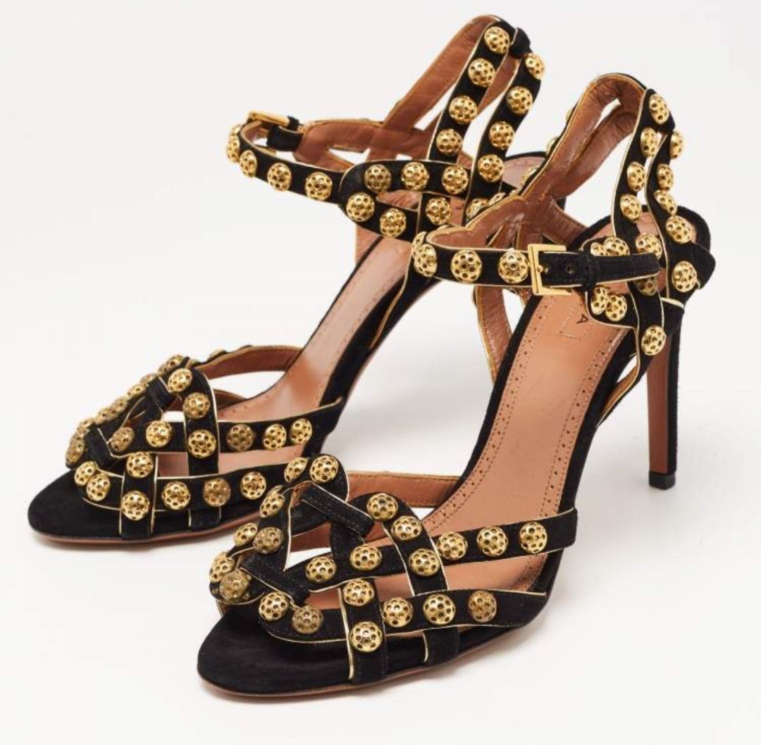 Alaia - Suede Studded Ankle strap Sandals