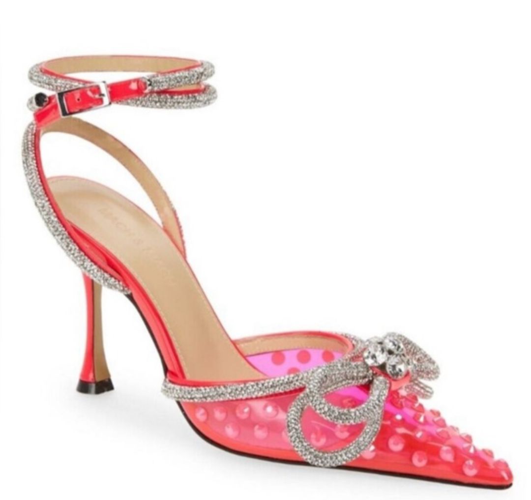 Mach & Mach - Double bow stiletto heel with rhinestone accent
