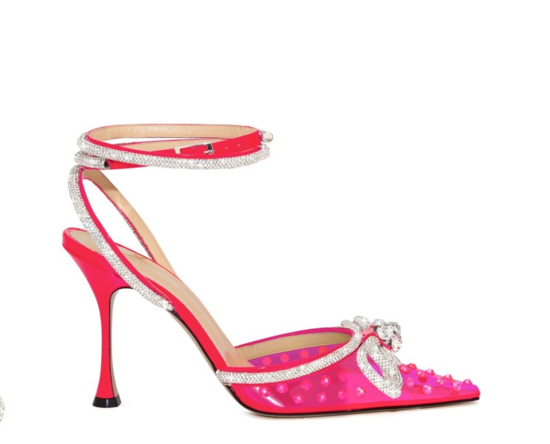 Mach & Mach - Double bow stiletto heel with rhinestone accent