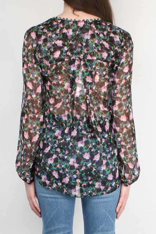 VERONICA BEARD chiffon floral peasant top