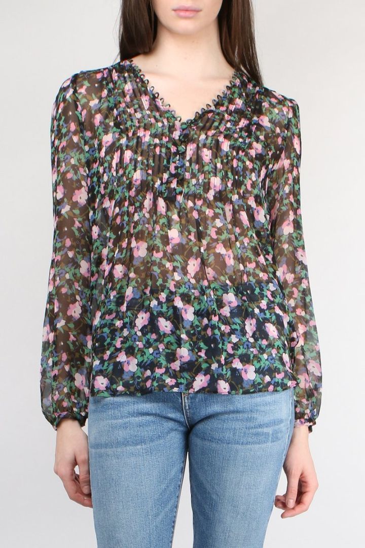 VERONICA BEARD chiffon floral peasant top