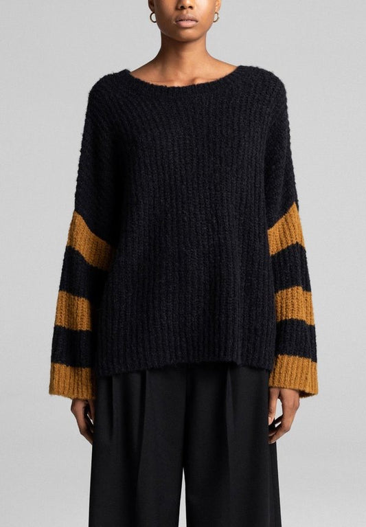 A.L.C. black knit sweater with brown stripes