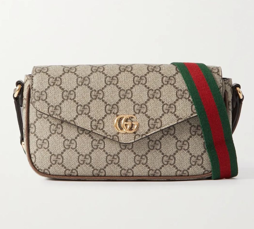 Gucci - Ophidia leather-trimmed printed canvas shoulder bag