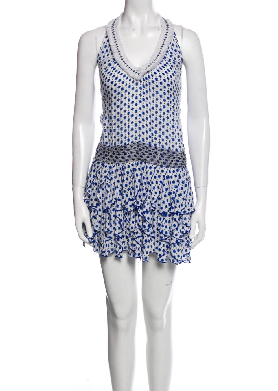 POUPETTE ST BARTH blue/white mini sleeveless dress