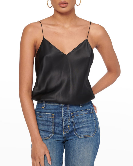 CAMI NYC black silk tank top