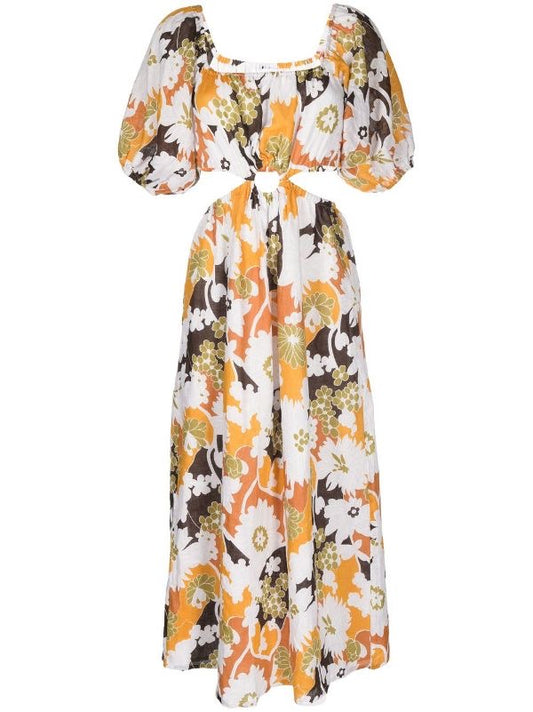 FAITHFUL THE BRAND multicolour floral print maxi dress with cutout waist