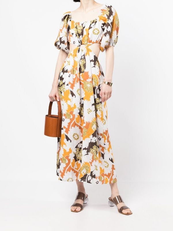 FAITHFUL THE BRAND multicolour floral print maxi dress with cutout waist