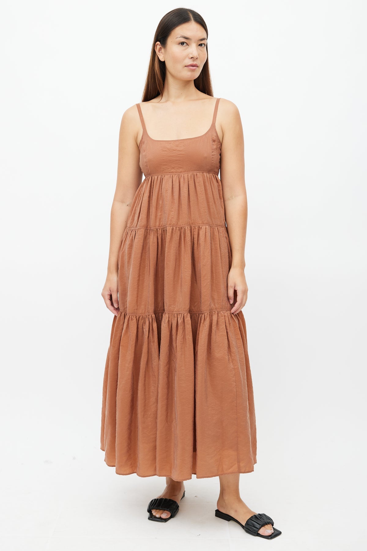 RACHEL COMEY brown silk maxi dress