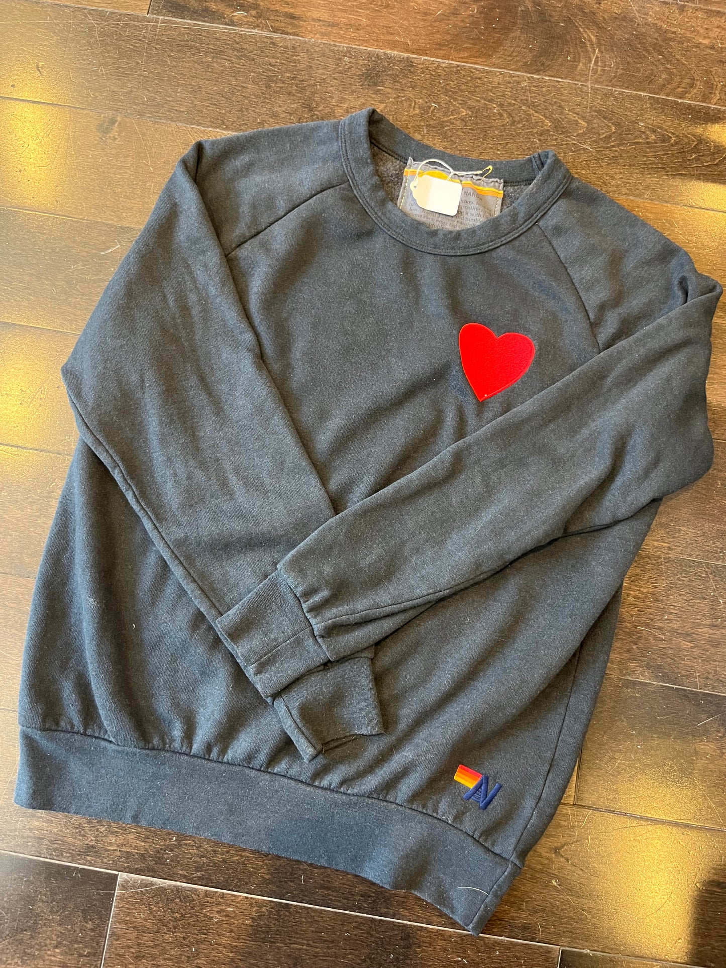 AVIATOR NATION navy crewneck with red heart