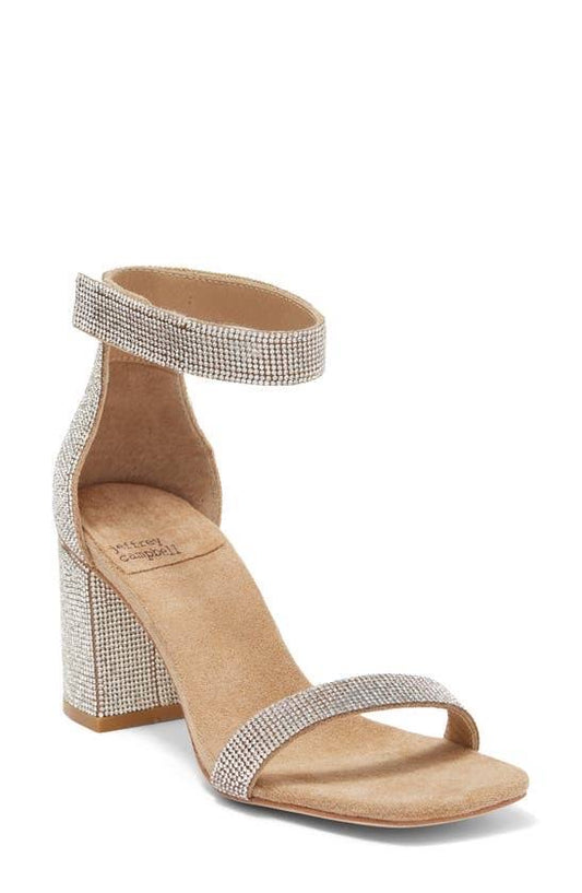 JEFFREY CAMPBELL Lindsay sandal silver sequin with block heel