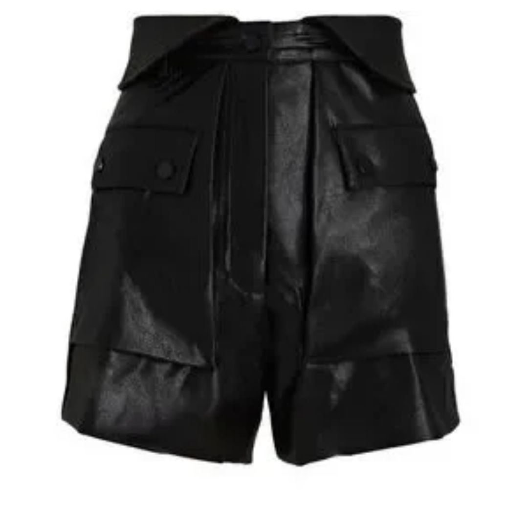 Nonchalant - Fold-over Vegan Leather Shorts