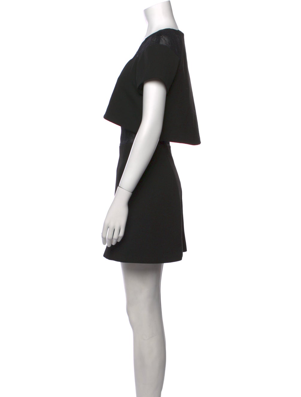 MAJE black short sleeve dress with lace panel
