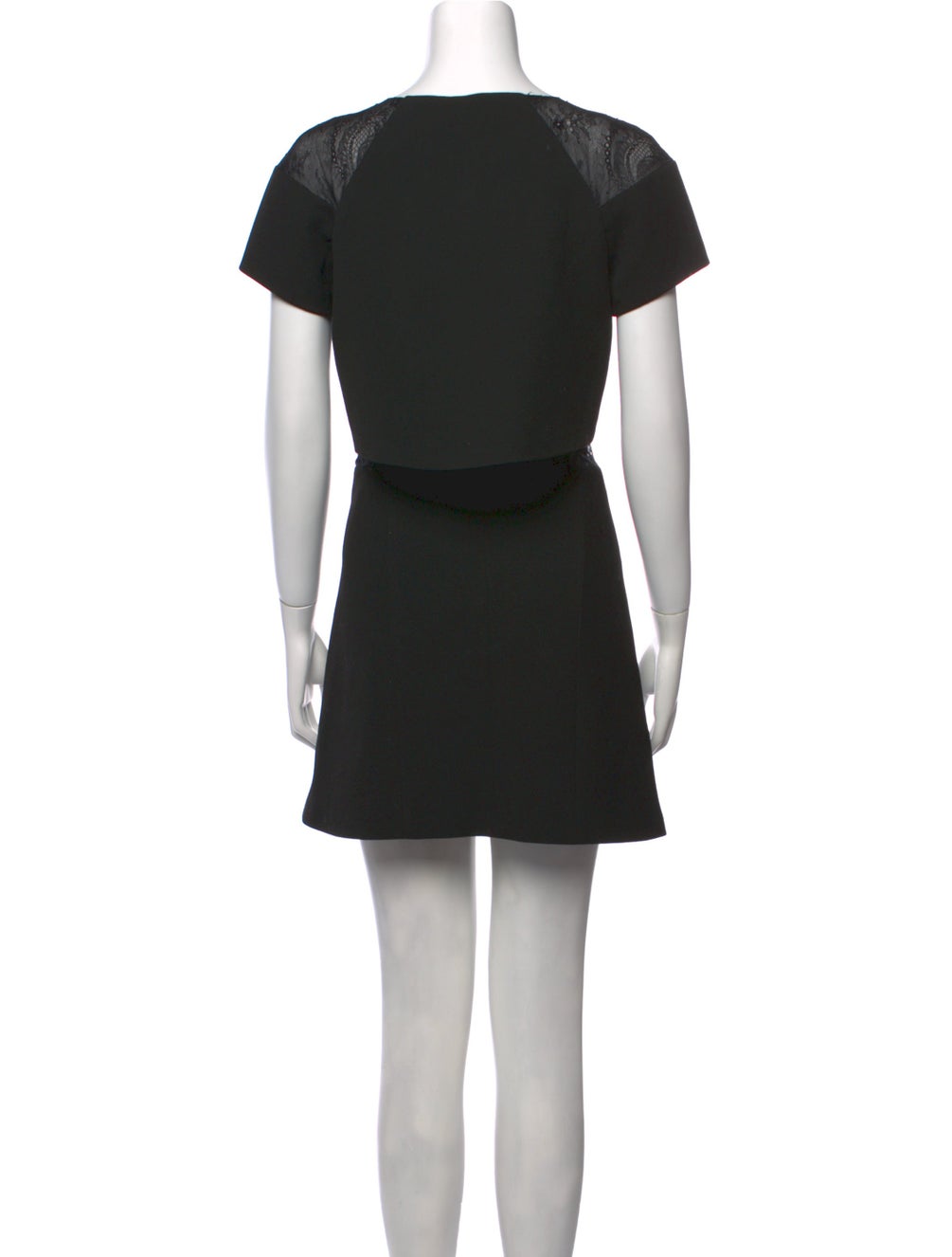 MAJE black short sleeve dress with lace panel