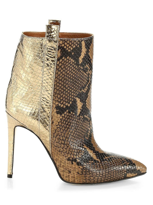 PARIS TEXAS brown snake skin ankle boots