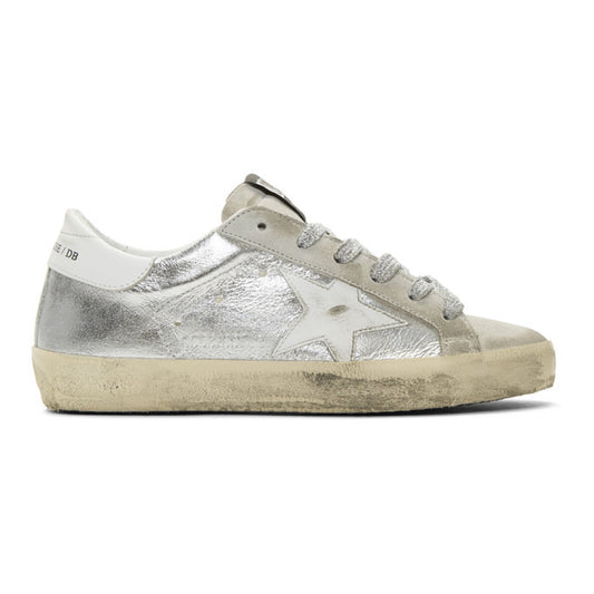 GOLDEN GOOSE silver sneakers with silver laces