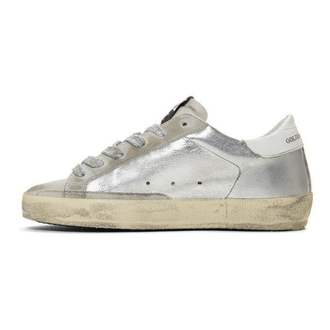 GOLDEN GOOSE silver sneakers with silver laces