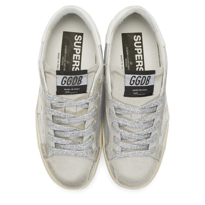 GOLDEN GOOSE silver sneakers with silver laces