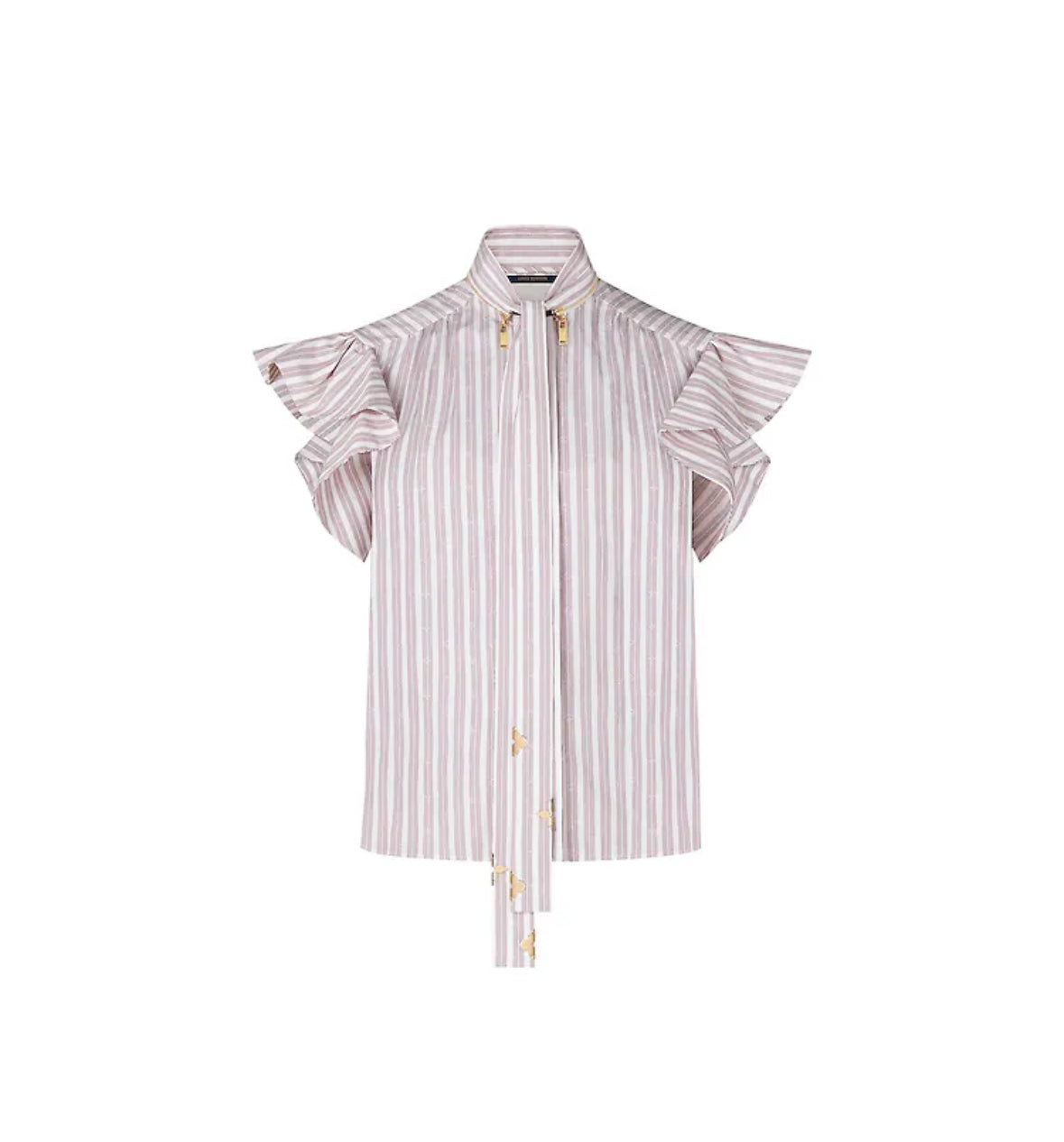 LOUIS VUITTON - Monogram Striped Flounce Sleeve Blouse