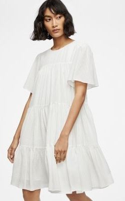 ANINE BING
Tabitha Tiered Seersucker Mini Dress In White