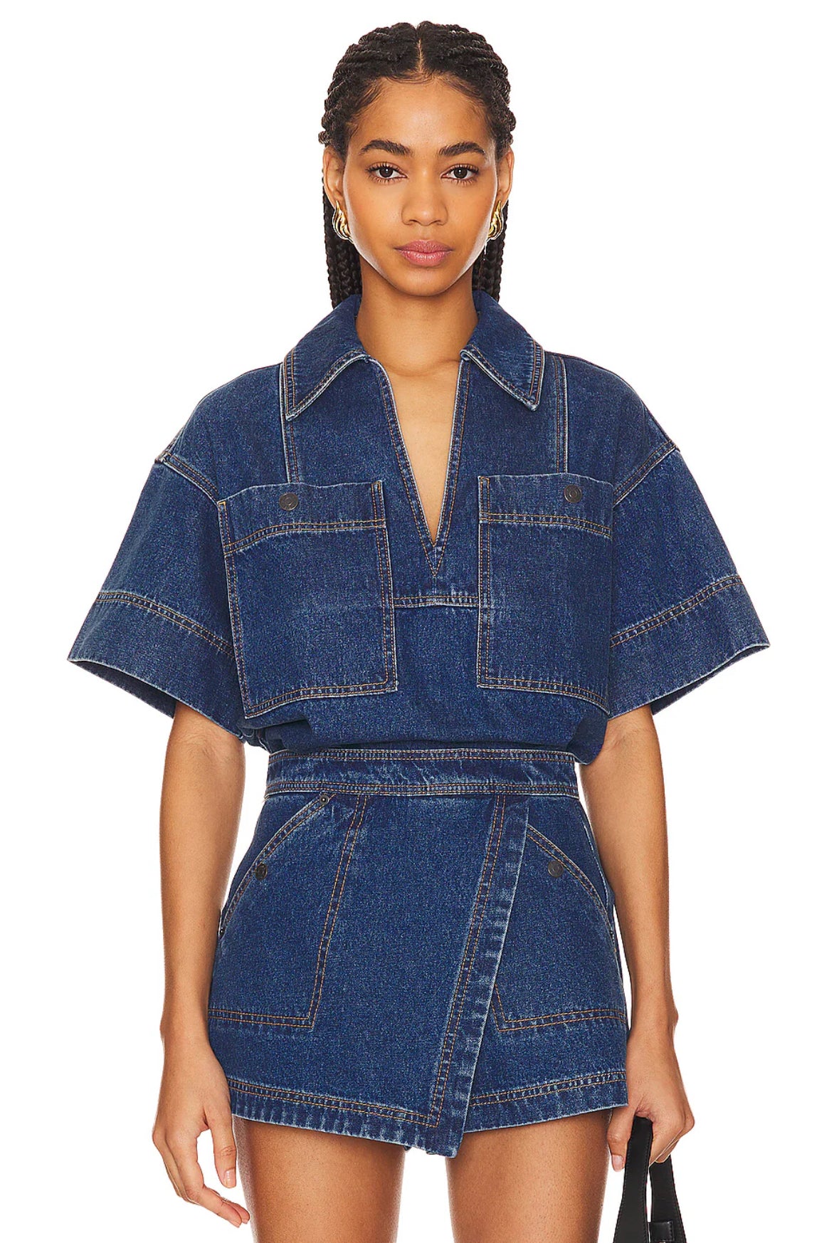 SHONA JOY - denim top & Rita wrap skort