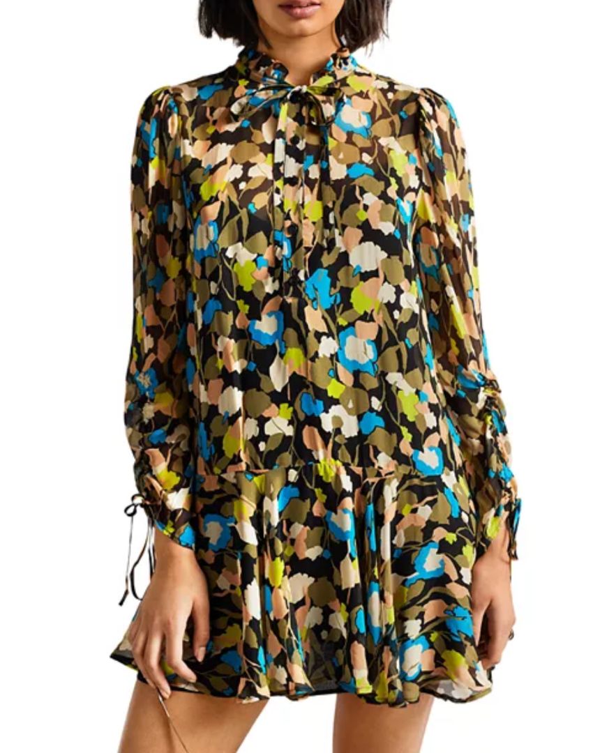 TED BAKER - Hariiee Printed Dropped Waist Dress