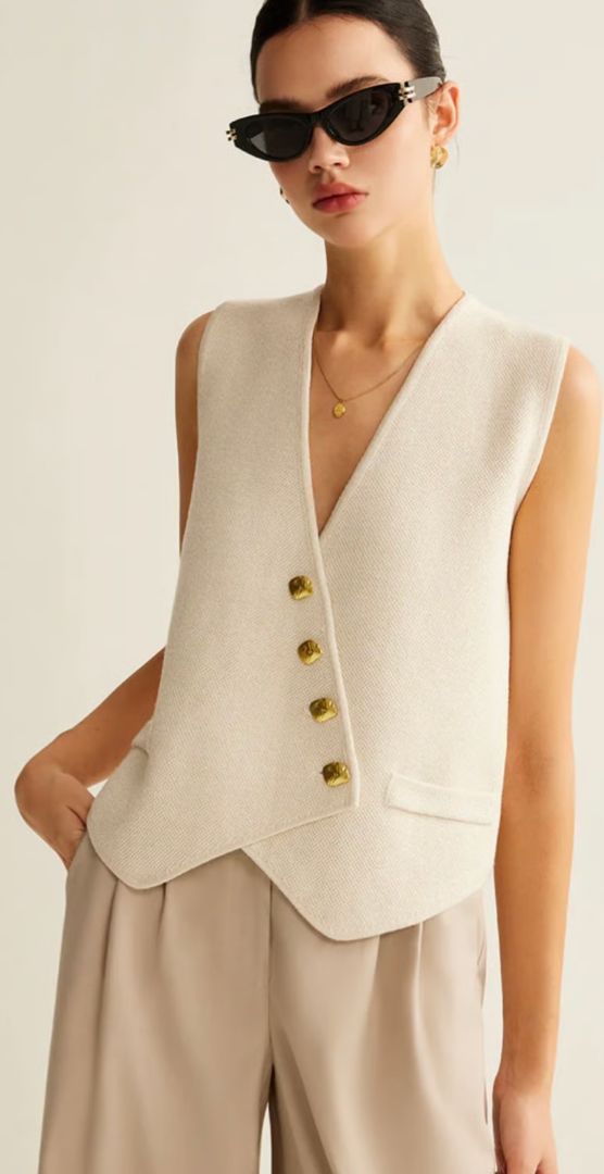 Commense - Asymmetrical Button Sweater Vest