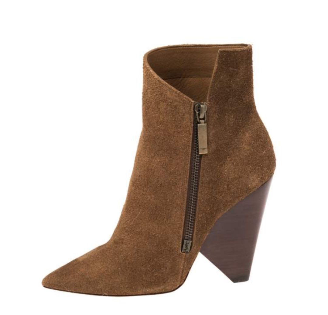 Saint Laurent - Pointed Toe Suede Booties