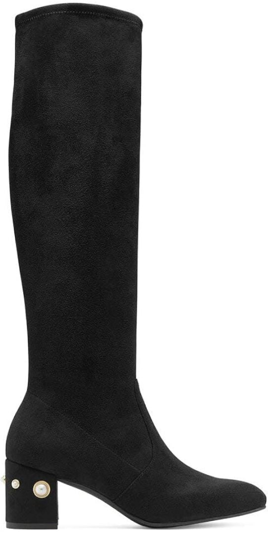 Stuart Weitzman - Knee high Suede Boots with Pearl Detail