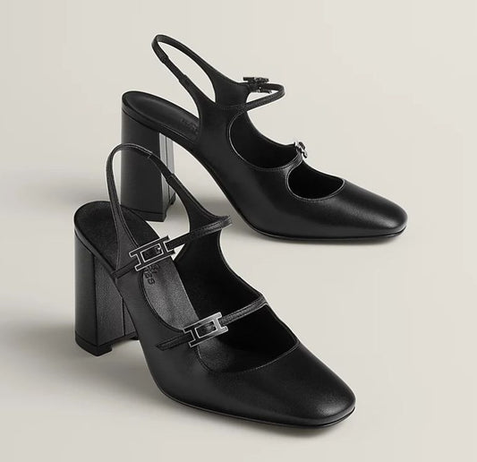 Black Hermes Jackie 90 Pump, 37