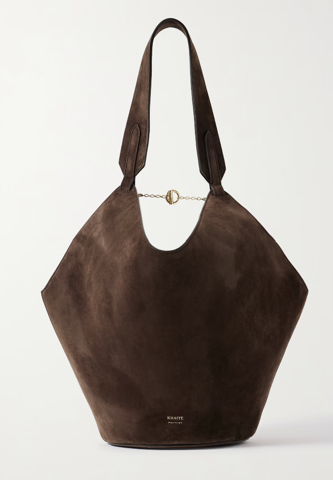 KHAITE Lotus small suede tote