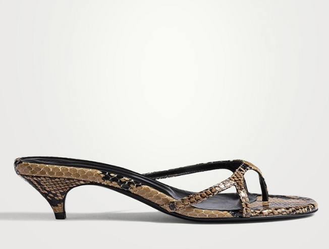 KHAITE Mila Python-Embossed Leather Thong Sandals