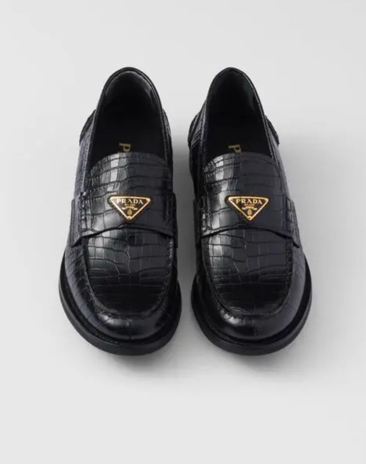Prada  croco-print leather loafers