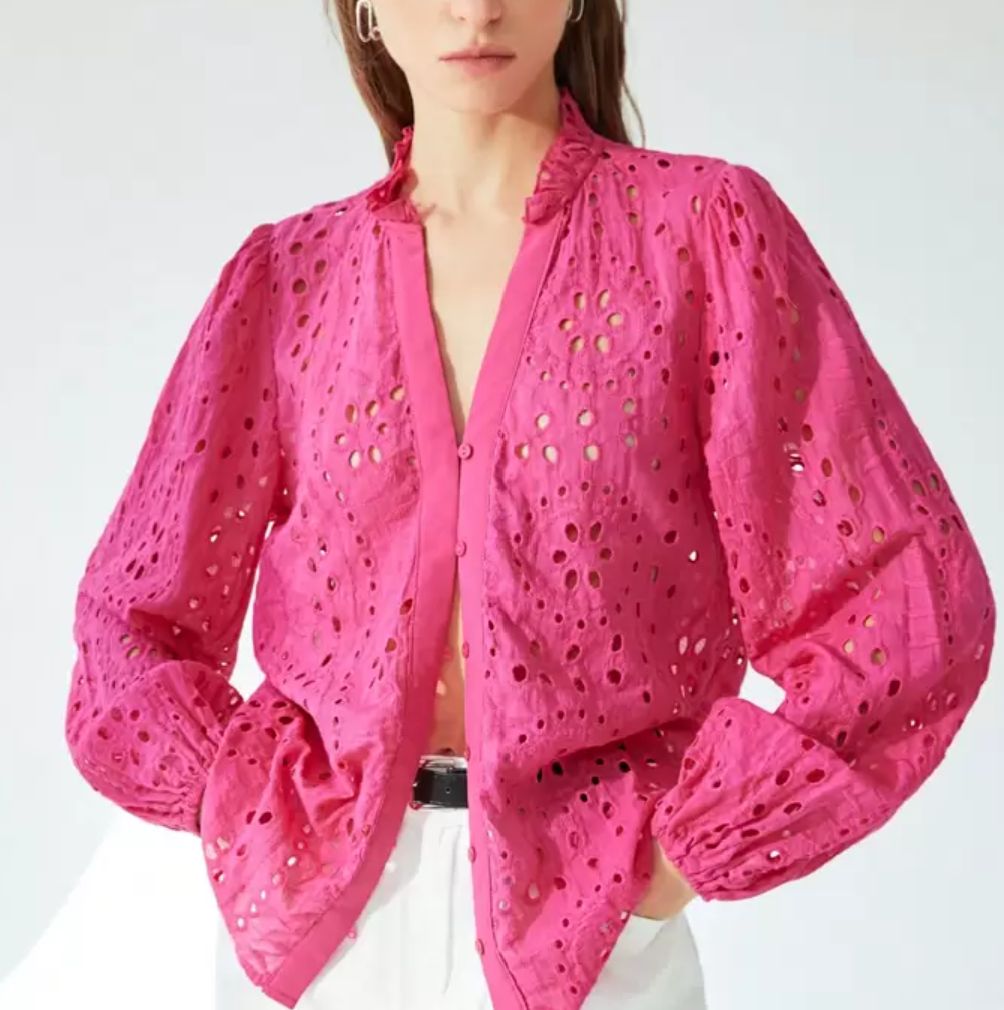 UNKNOWN BRAND Pink Eyelet Blouse