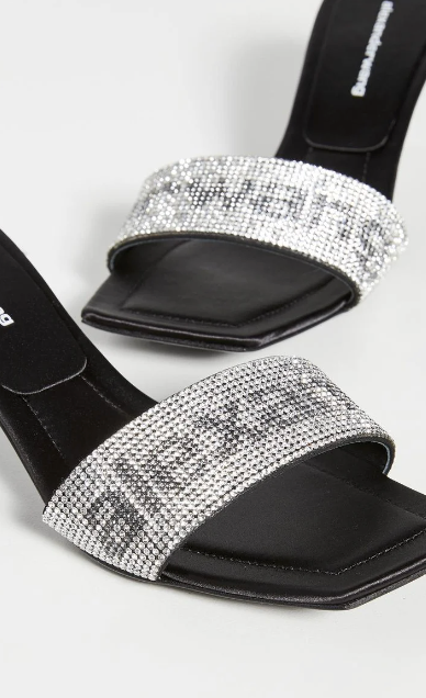 Alexander Wang Jessie Crystal Logo Slides (Kitten Heel)