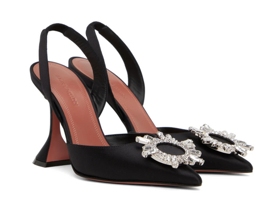 AMINA MUADDI black slingback with crystal detail on