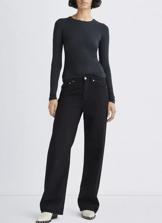 RAG & BONE BLACK LOGAN WIDE-LEG JEANS