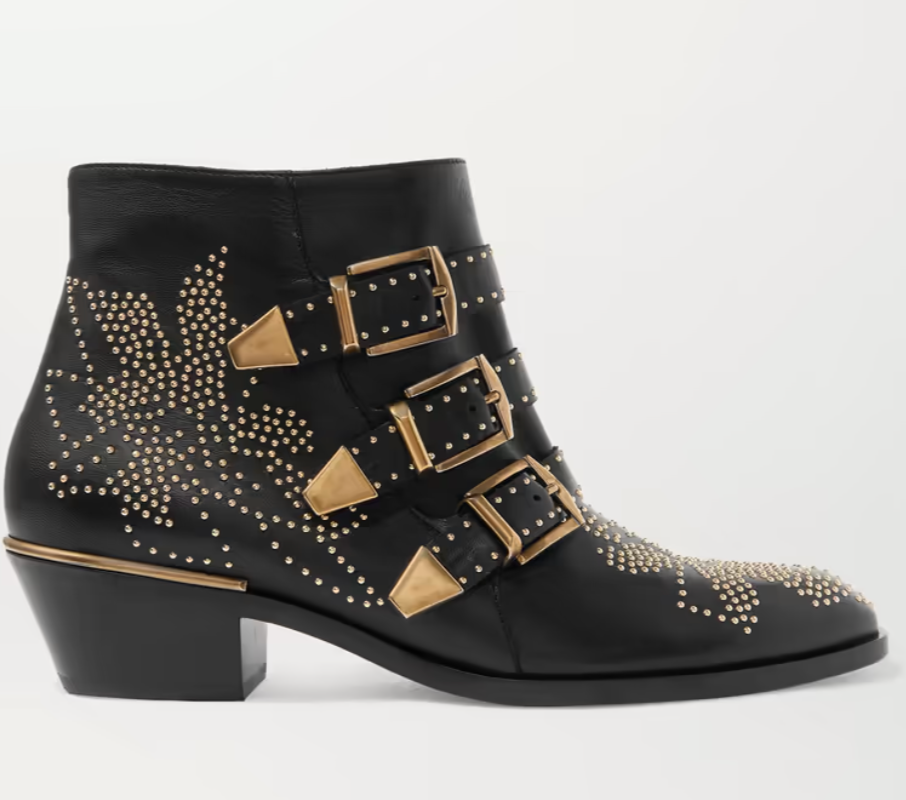 CHLOE black/gold studded boots