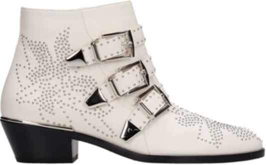 CHLOE white/silver studded boots