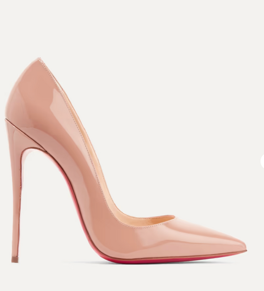 CHRISTIAN LOUBOUTIN nude patent pointed heels