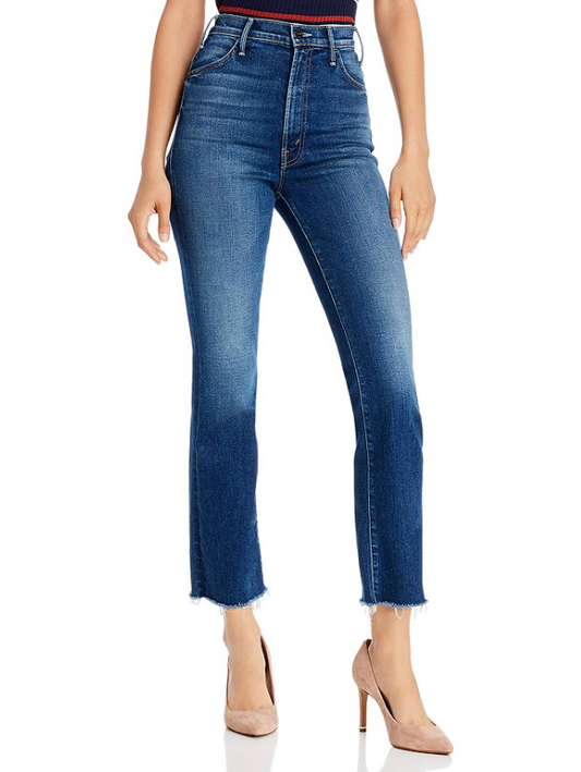 MOTHER The Hustler Ankle Fray Flared Jeans in Night Clubbing