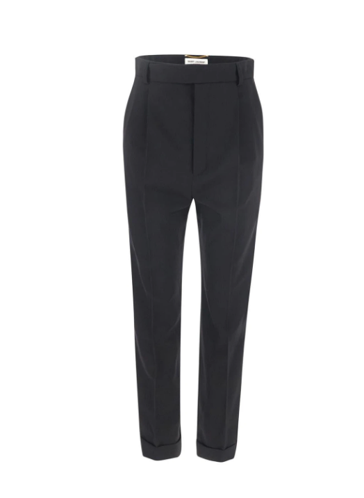 SAINT LAURENT black trousers with cuff bottom