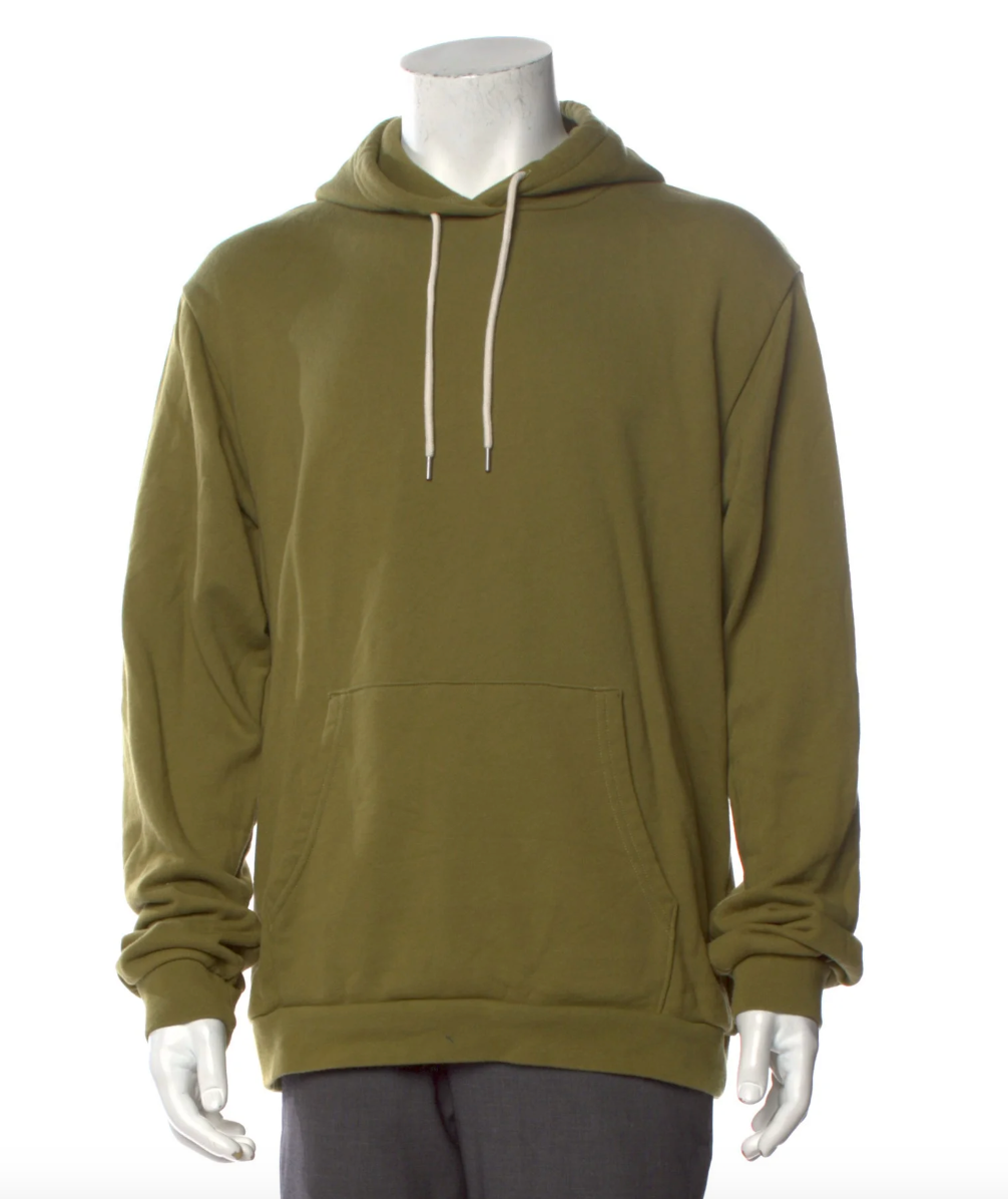 Green hoodie with store white strings