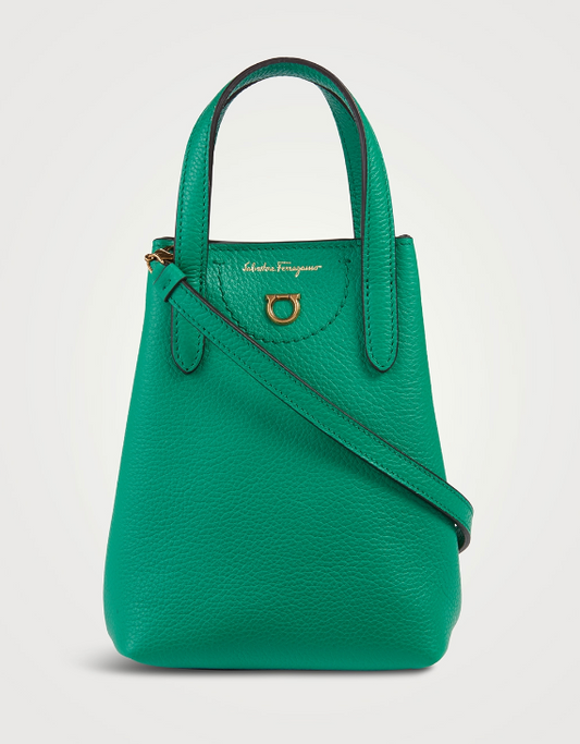 SALVATORE FERRAGAMO gancini mini bag in emerald green with dustbag