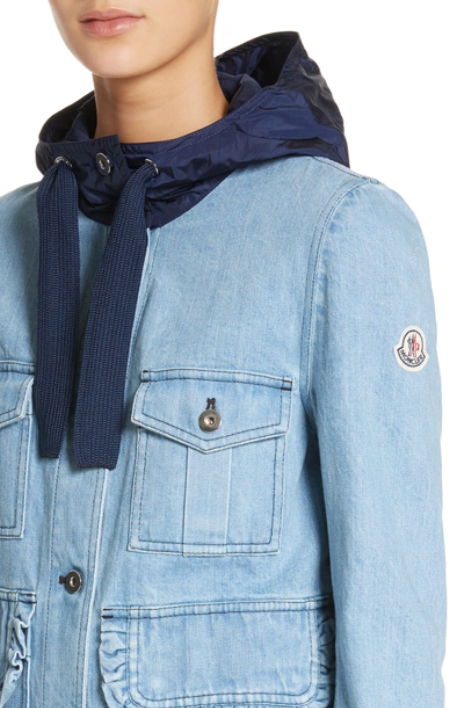 MONCLER resinite denim and nylon jacket