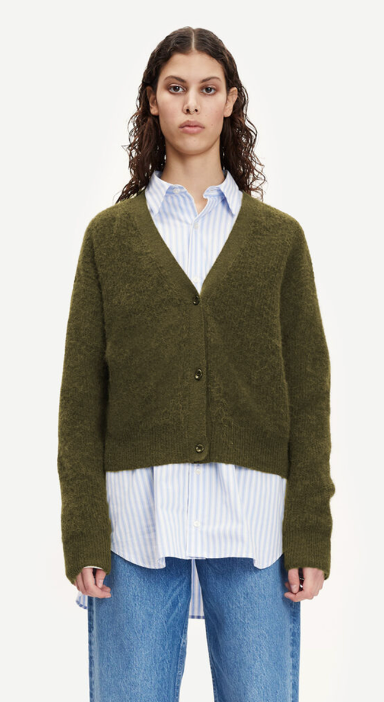 SAMSOE SAMSOE dark olive wool cardi