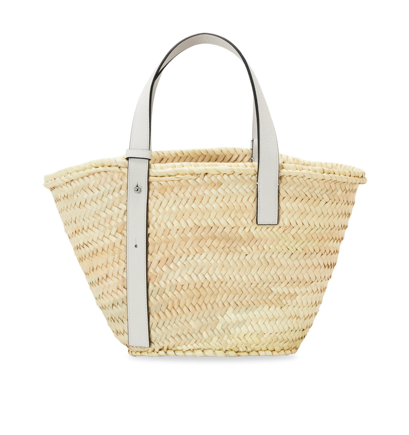 Pre-loved LOEWE basket bag in palm leaf and calfskin