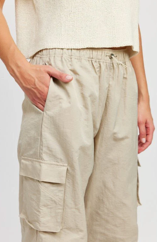 EMORY PARK KHAKI ELASTIC WAISTBAND CARGO PANTS