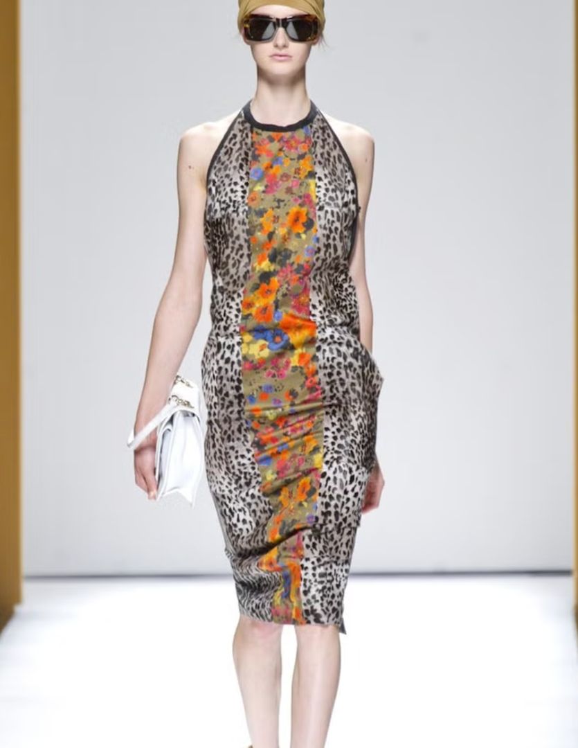 MAX MARA leopard and floral print midi dress