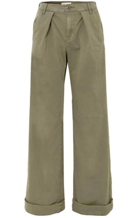 FRAME  Le Service cotton blend wide-leg pants in Militia Green