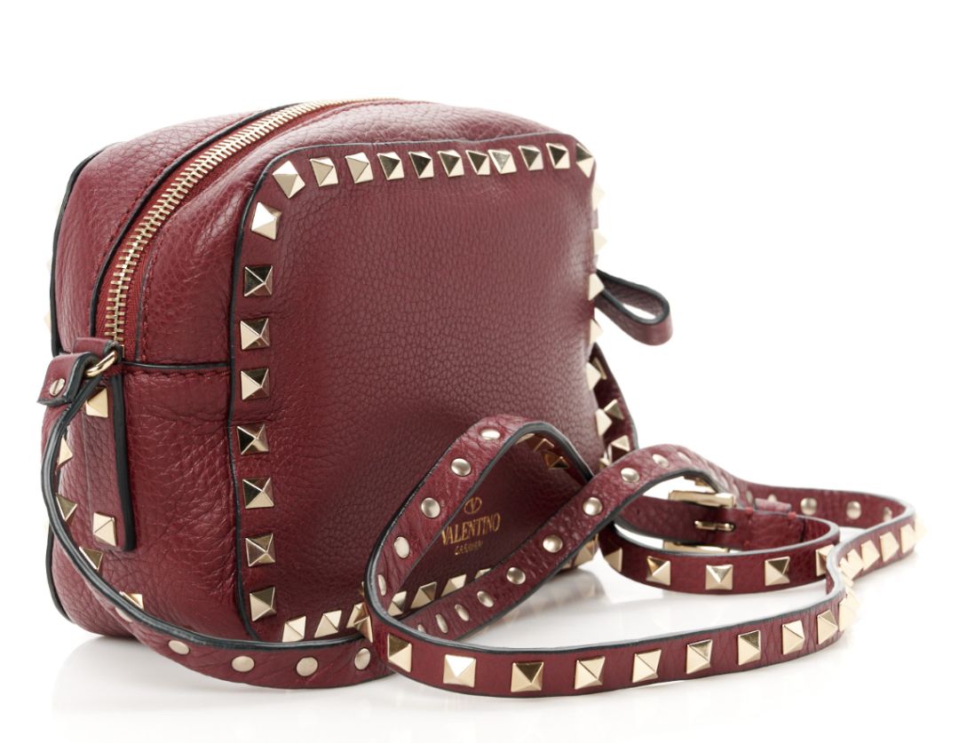 VALENTINO rockstud burgundy crossbody bag